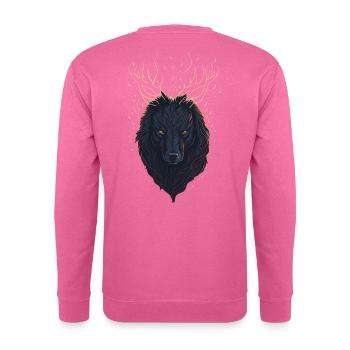 Mystischer Wolf mit Geweih - Unisex Pullover - Pink - Hinten
