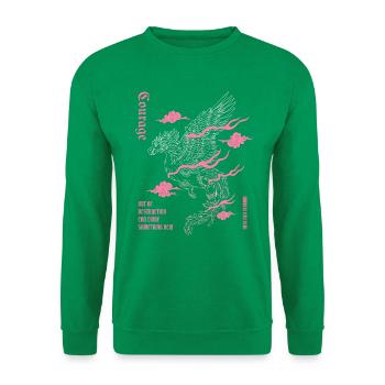 Courage – Phoenix Wiedergeburt Design - Unisex Pullover - Kelly Green - Vorne