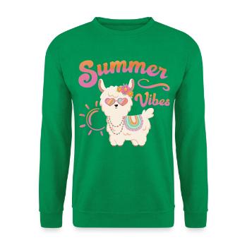 Lama Sommer Alpaka - Summer vibes - Sommerstimmung - Unisex Pullover - Kelly Green - Vorne