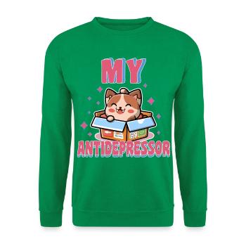 Kitten Joy Anti-Depression Humor-Tier - Unisex Pullover - Kelly Green - Vorne