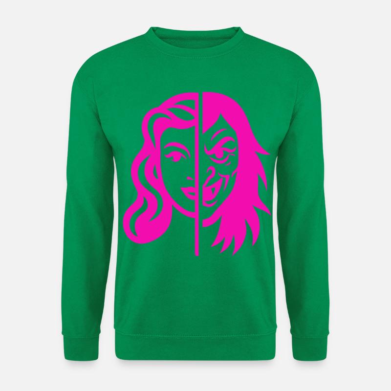 Split Face Contrast - Unisex Sweatshirt - kelly green