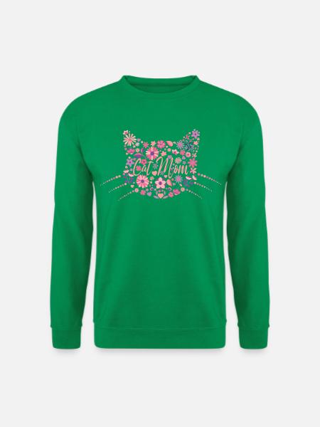 Cat Mom Design Florales Katzen-Design - Unisex Pullover - Kelly Green