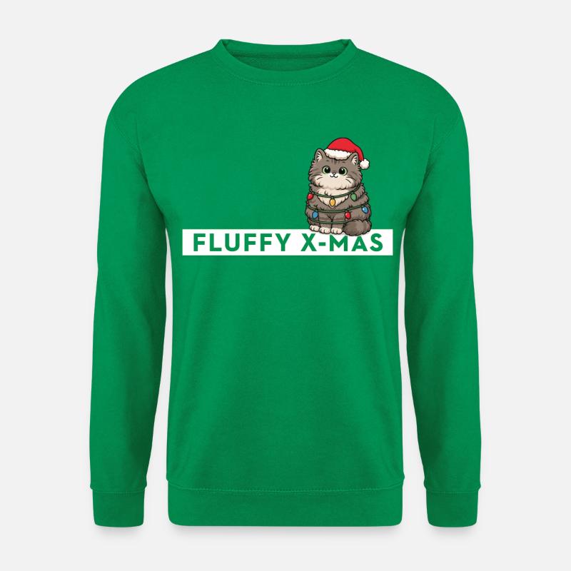 Fluffy X-Mas – Süße Katze Weihnachten Spruch - Unisex Pullover - Kelly Green