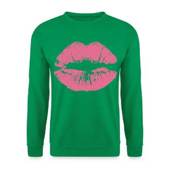Kussmund mit Lippenstift Lippe Abdruck rosa - Unisex Pullover - Kelly Green - Vorne