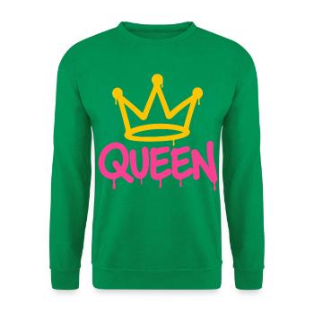Queen Krone Königin Gold Pink Graffiti - Unisex Pullover - Kelly Green - Vorne