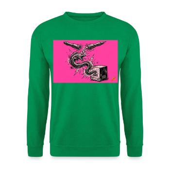 Anarchischer Aal fließt von Kugelschreiber in USB - Unisex Pullover - Kelly Green - Vorne