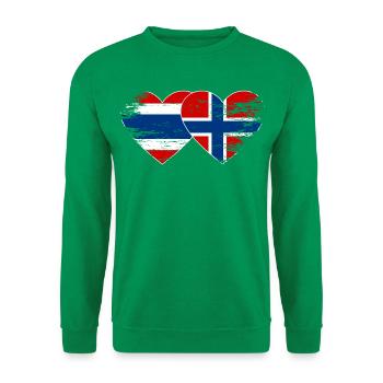 Thailand Norwegen Flagge Herzform used look - Unisex Pullover - Kelly Green - Vorne