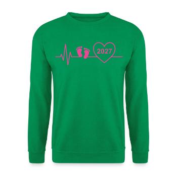 Baby 2027 Ankündigung des zukünftigen Babys, Mama oder Vaters - Unisex Pullover - Kelly Green - Vorne