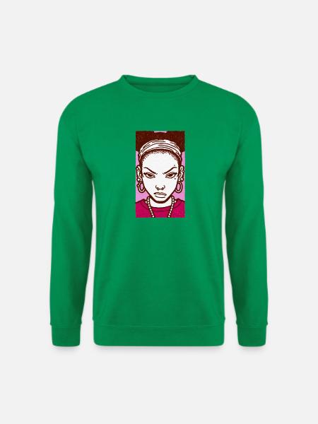 Black female portrait #2 - Unisex Pullover - Kelly Green