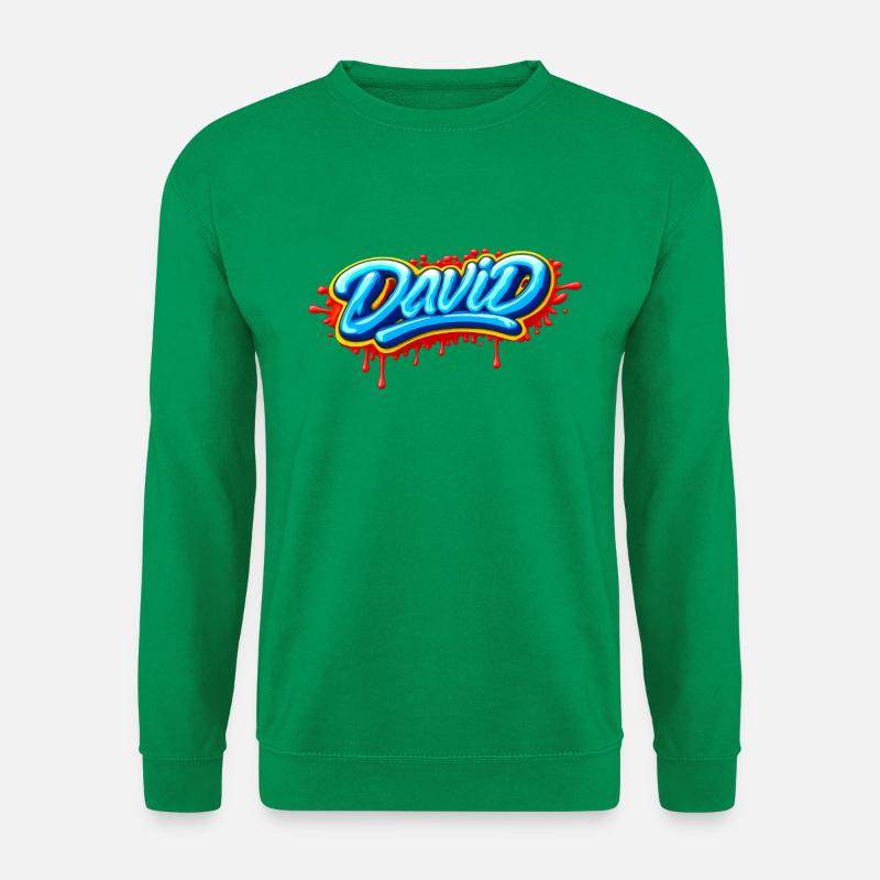 GRAFFITI-NAME DAVID FÜR PERFEKTES GESCHENK DRUCKBAR - Unisex Pullover - Kelly Green
