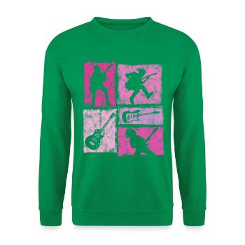Retro E-Guitarre Für Guitarrist Bassist - Unisex Pullover - Kelly Green - Vorne