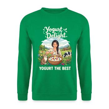 Yogurt Delight Lustiges Joghurt Katze Kuh Design - Unisex Pullover - Kelly Green - Vorne