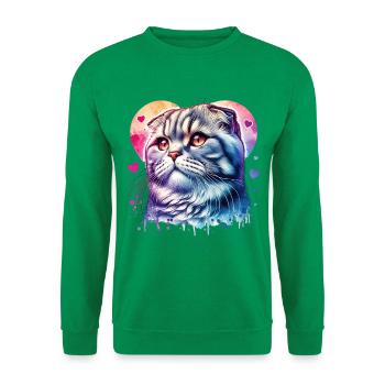 Faltohrkatze - Unisex Pullover - Kelly Green - Vorne