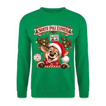 Rentier Reindeer Weihnachtsrentier Lichterkette - Unisex Pullover - Kelly Green - Vorne