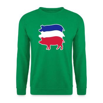 Dreikoloriges Schweinefleisch in Streifen - Unisex Pullover - Kelly Green - Vorne