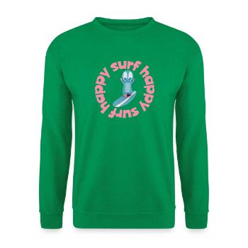 Lustige Surf-Kawaiifigur  - Unisex Pullover - Kelly Green - Vorne
