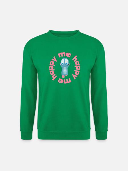 Verspielte Figur mit Textmotto happy me - Unisex Pullover - Kelly Green