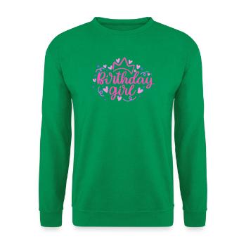 Anniversaire Girlie avec Couronne Coeur Confettis - Sweat-shirt Unisexe - vert - Devant
