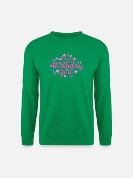 Birthday Girlie mit Krone Herzchen Konfetti - Unisex Pullover - Kelly Green