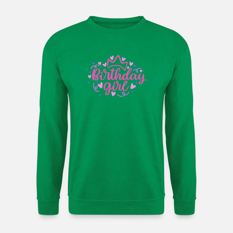 Birthday Girlie with Crown Heart Confetti - Unisex Sweatshirt - kelly green