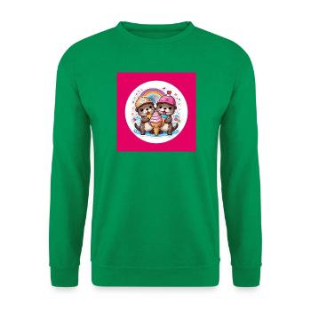 Zwei Otter mit bunter Eistüte - Unisex Pullover - Kelly Green - Vorne