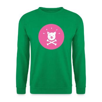 Jolly Roger Schweinchen Piraten Glücksschweinchen - Unisex Pullover - Kelly Green - Vorne