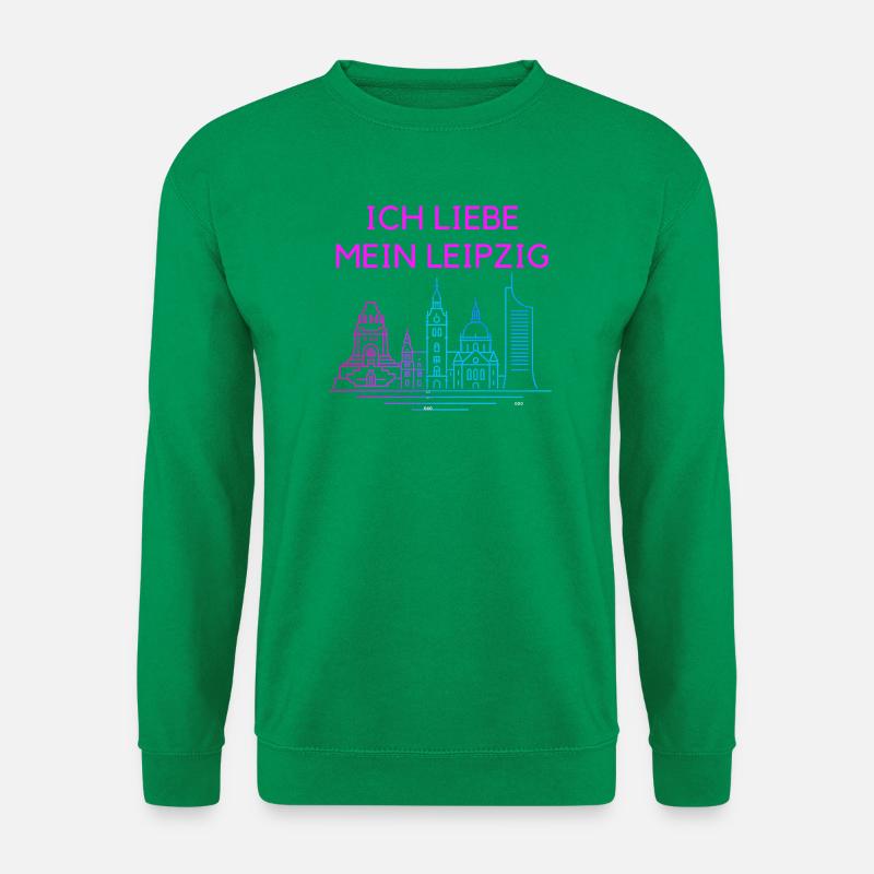 I love my Leipzig Neon Skyline - Unisex Sweatshirt - kelly green