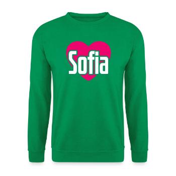 I Love Sofia Pinkes Herz Ich liebe Sofia - Unisex Pullover - Kelly Green - Vorne