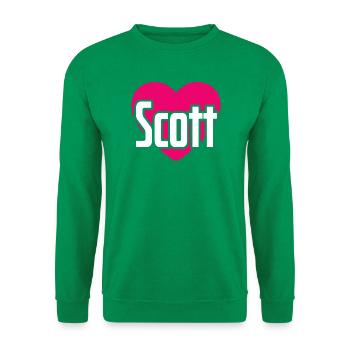 I Love Scott Pinkes Herz Ich liebe Scott - Unisex Pullover - Kelly Green - Vorne