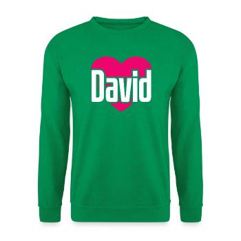 I Love David Pink Heart I Love David - Unisex Sweatshirt - kelly green - Front