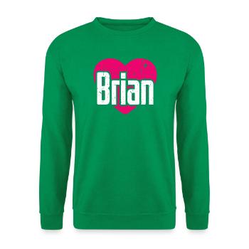 I Love Brian Pinkes Herz Ich liebe Brian - Unisex Pullover - Kelly Green - Vorne