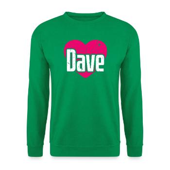 I Love Dave Pinkes Herz Ich liebe Dave - Unisex Pullover - Kelly Green - Vorne