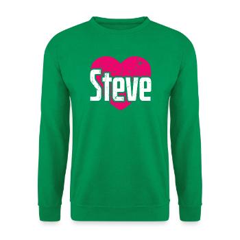 I Love Steve Pinkes Herz Ich liebe Steve - Unisex Pullover - Kelly Green - Vorne