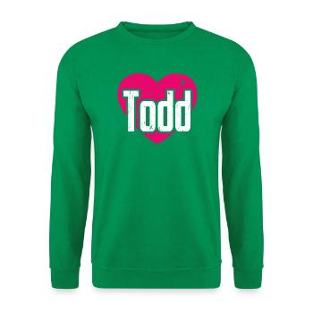 I Love Todd Pinkes Herz Ich liebe Todd - Unisex Pullover - Kelly Green - Vorne