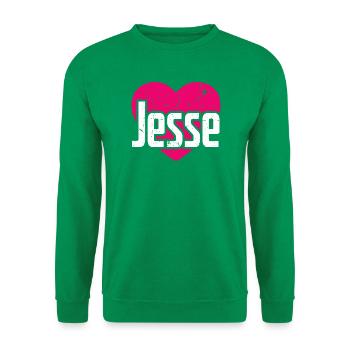 I Love Jesse Pinkes Herz Ich liebe Jesse - Unisex Pullover - Kelly Green - Vorne