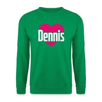I Love Dennis Pinkes Herz Ich liebe Dennis - Unisex Pullover - Kelly Green - Vorne