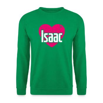 I Love Isaac Pinkes Herz Ich liebe Isaac - Unisex Pullover - Kelly Green - Vorne