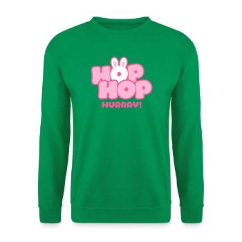 Hop Hop Hurray | Cute Bunny Saying Motif - Unisex Sweatshirt - kelly green - Front
