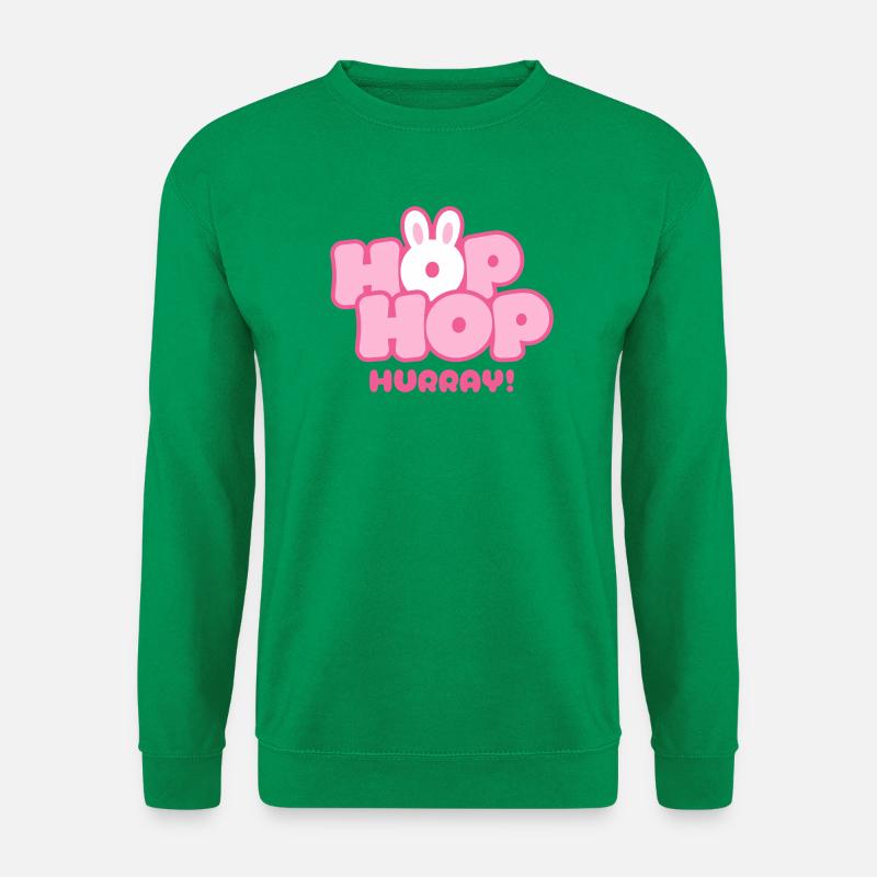 Hop Hop Hurray | Süßes Hasen Spruch Motiv - Unisex Pullover - Kelly Green