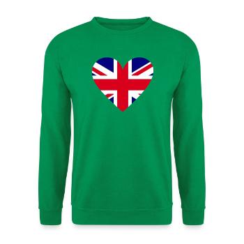 Herzflagge Großbritannien - Unisex Pullover - Kelly Green - Vorne