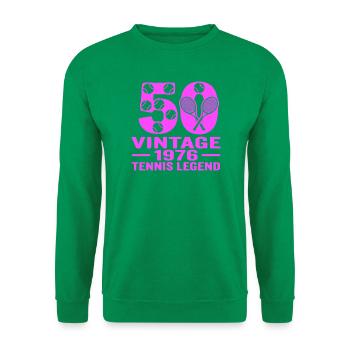 Tennis 50. Geburtstag 1976, Shirt, Hoodie, Shorts - Unisex Pullover - Kelly Green - Vorne