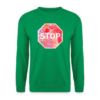 Grunge-Stoppschild - Unisex Pullover - Kelly Green - Vorne