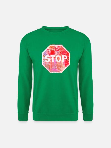 Grunge-Stoppschild - Unisex Pullover - Kelly Green