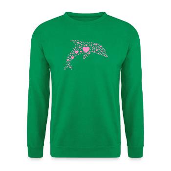 Dolphin with small hearts - Unisex Sweatshirt - kelly green - Front