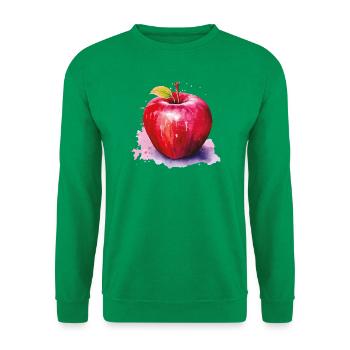 Aquarell Apfel im Farbspritzer - Unisex Pullover - Kelly Green - Vorne