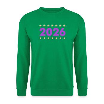 Jahr 2026 in Lila mit Sternen - Unisex Pullover - Kelly Green - Vorne