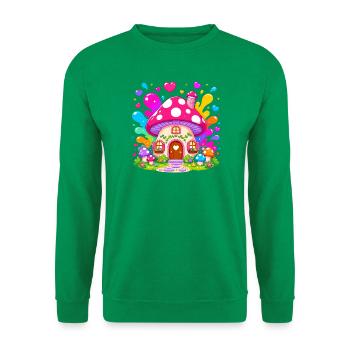 Buntes Pilzhaus Zauber - Unisex Pullover - Kelly Green - Vorne