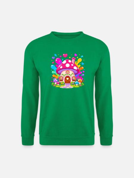 Buntes Pilzhaus Zauber - Unisex Pullover - Kelly Green