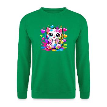 Katzenkunst Farbexplosion - Unisex Pullover - Kelly Green - Vorne