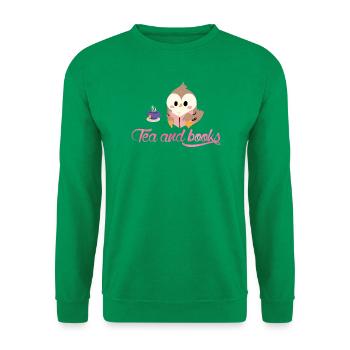 Eulenleser mit Tee - Unisex Pullover - Kelly Green - Vorne